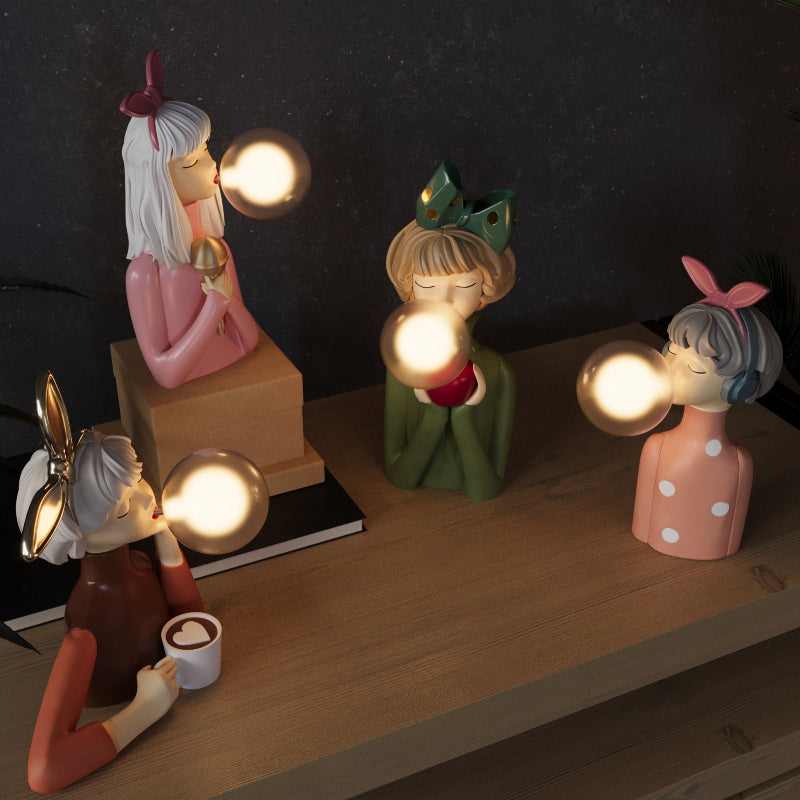 Artisan-style table lamp with handcrafted wood base and textile shade