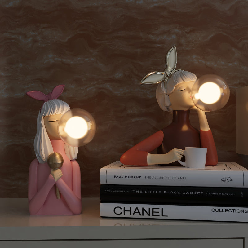 Artisan-style table lamp with handcrafted wood base and textile shade