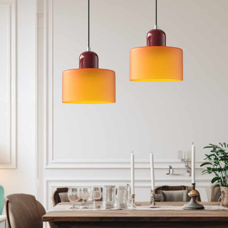 Bauhaus-style glass pendant light with adjustable cable