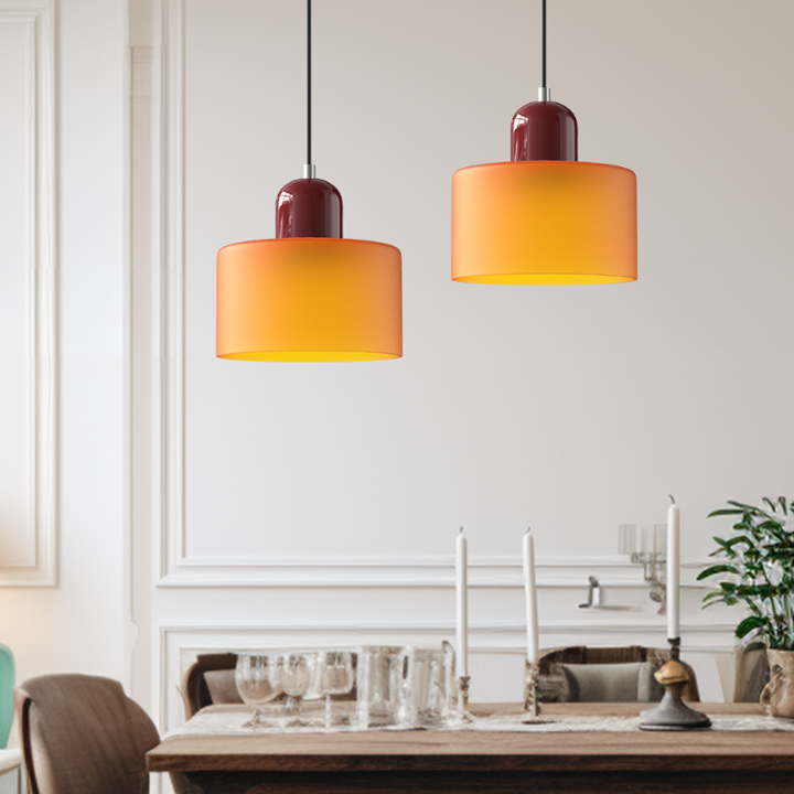 Bauhaus-style glass pendant light with adjustable cable