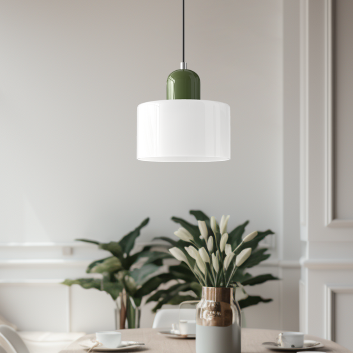 Bauhaus-style glass pendant light with adjustable cable