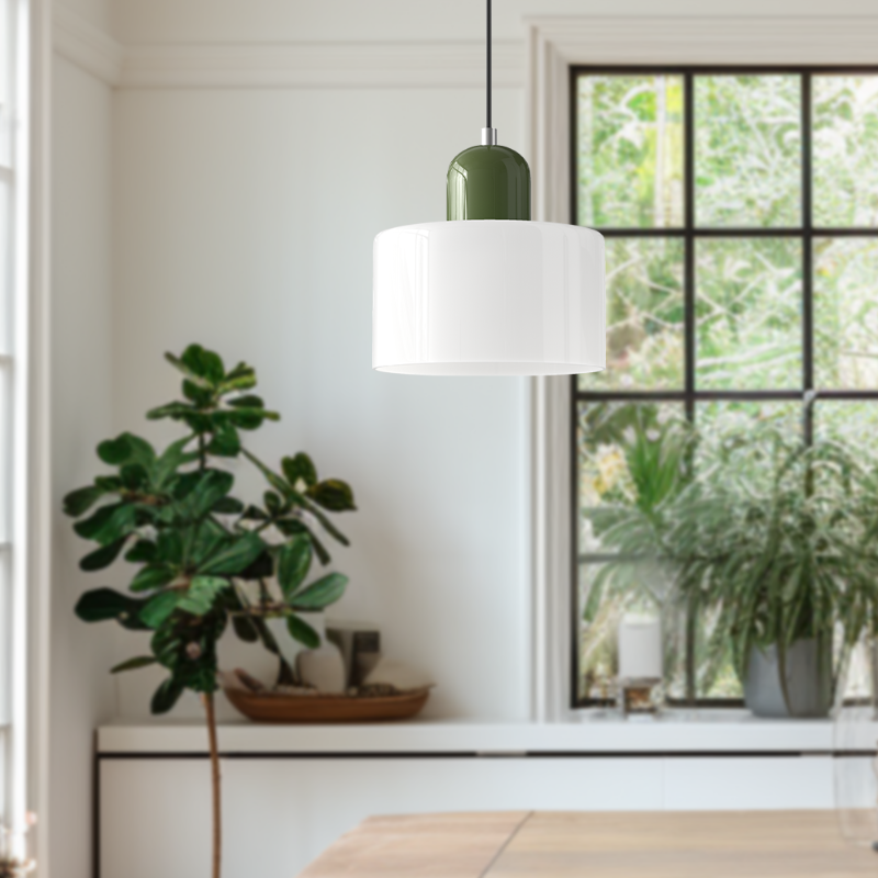Bauhaus-style glass pendant light with adjustable cable