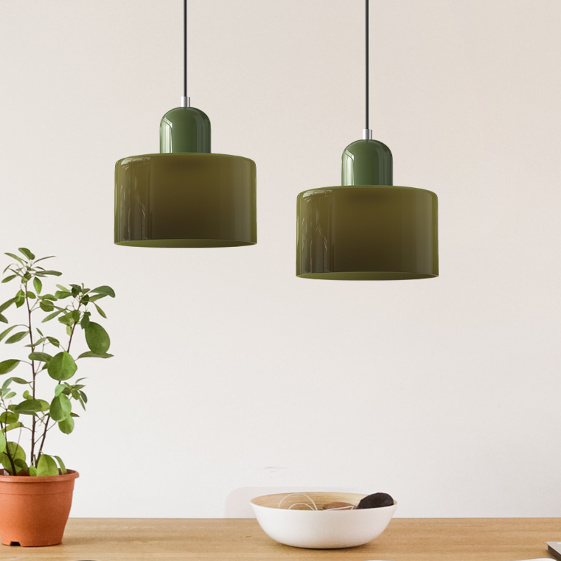 Bauhaus-style glass pendant light with adjustable cable