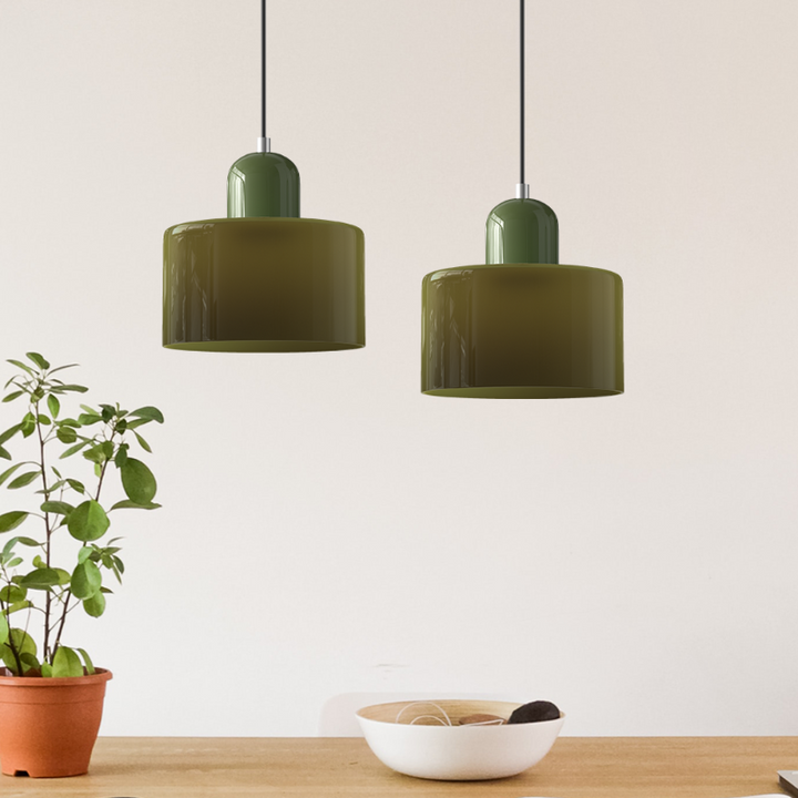 Bauhaus-style glass pendant light with adjustable cable