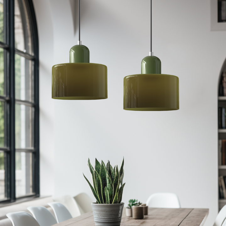 Bauhaus-style glass pendant light with adjustable cable