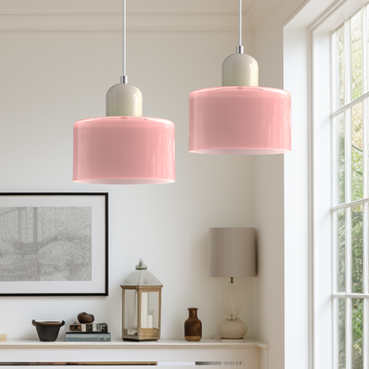 Bauhaus-style glass pendant light with adjustable cable