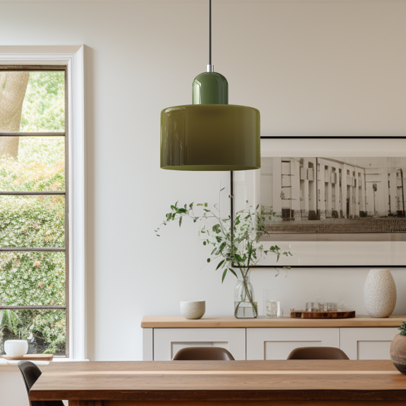 Bauhaus-style glass pendant light with adjustable cable