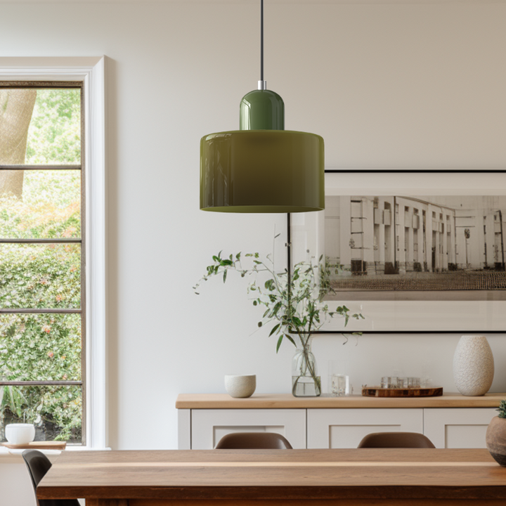 Bauhaus-style glass pendant light with adjustable cable