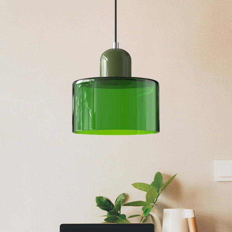 Bauhaus-style glass pendant light with adjustable cable
