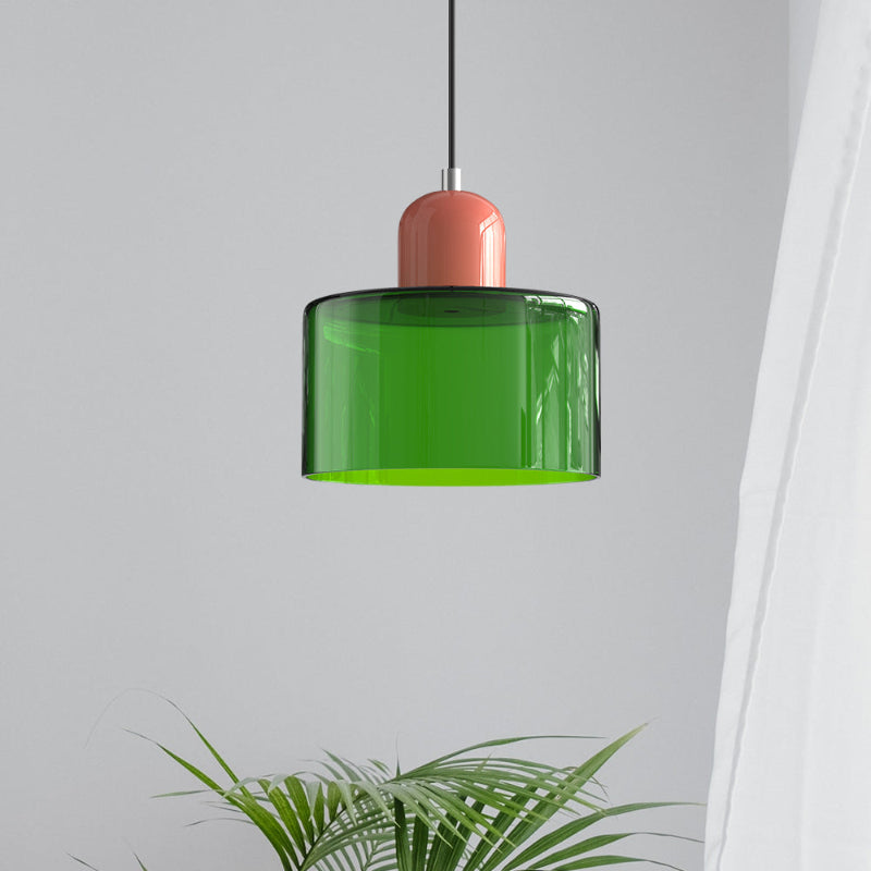 Bauhaus-style glass pendant light with adjustable cable