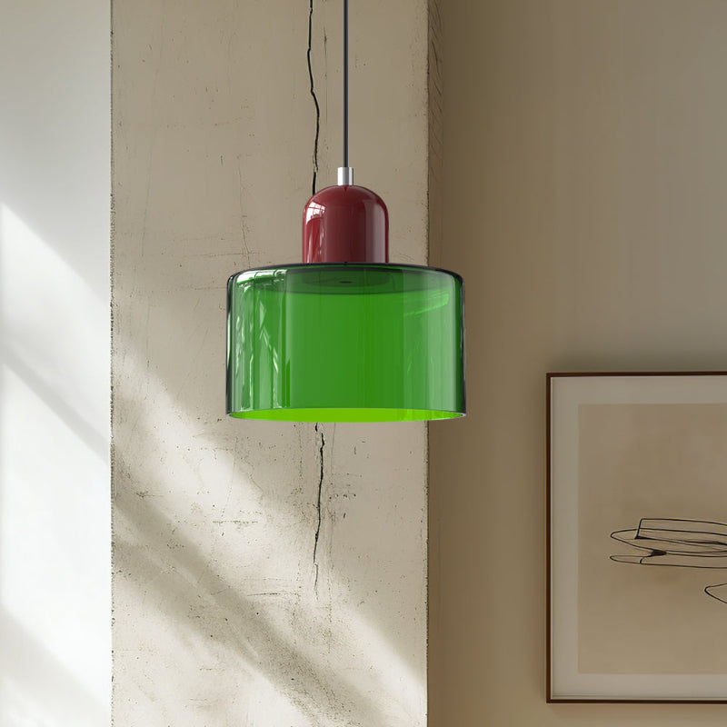 Bauhaus-style glass pendant light with adjustable cable