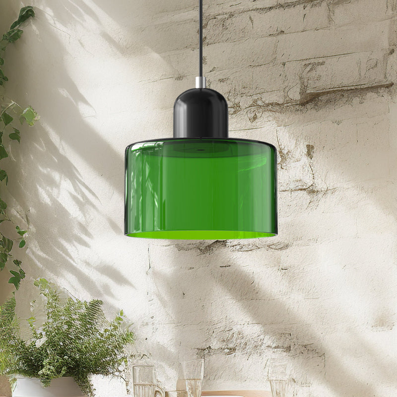 Bauhaus-style glass pendant light with adjustable cable