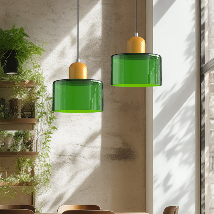 Bauhaus-style glass pendant light with adjustable cable