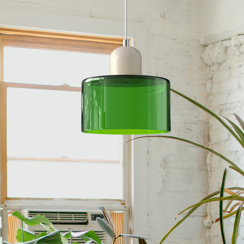 Bauhaus-style glass pendant light with adjustable cable