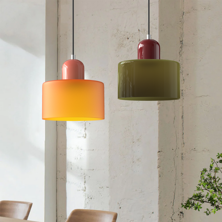 Bauhaus-style glass pendant light with adjustable cable