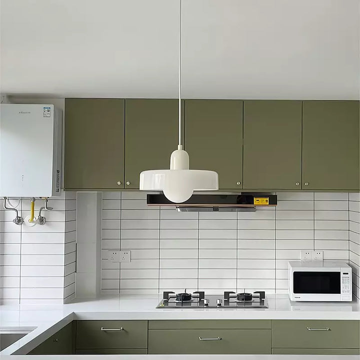 Stained glass Bauhaus-style pendant light with adjustable cable
