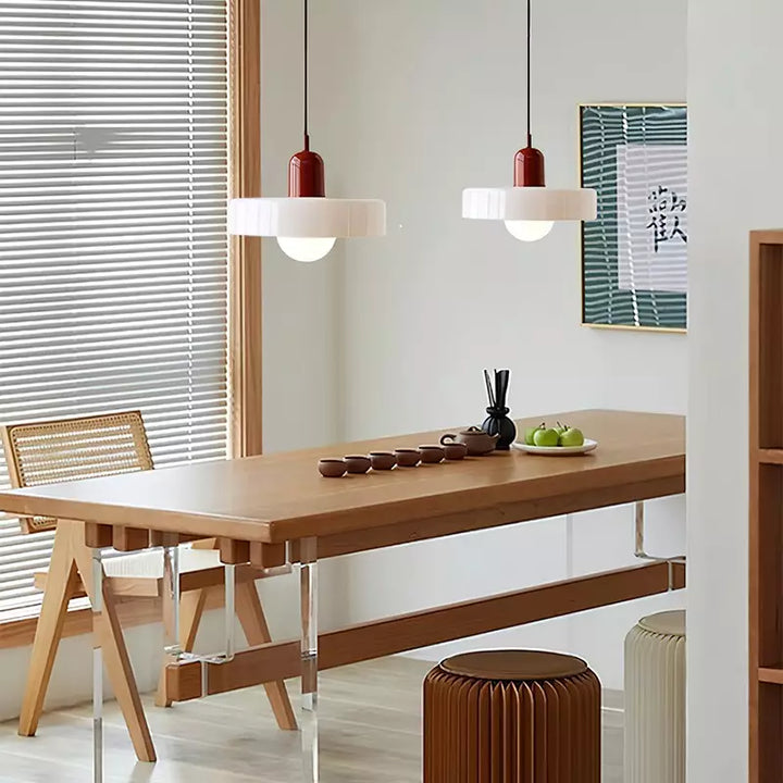 Stained glass Bauhaus-style pendant light with adjustable cable
