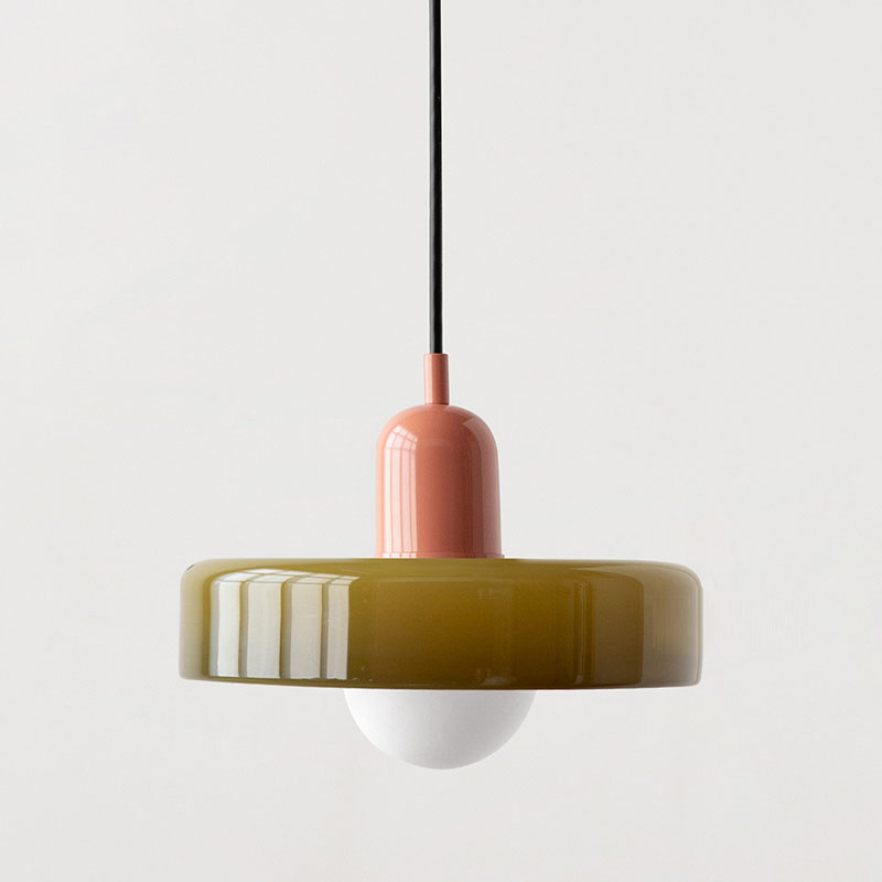 Stained glass Bauhaus-style pendant light with adjustable cable
