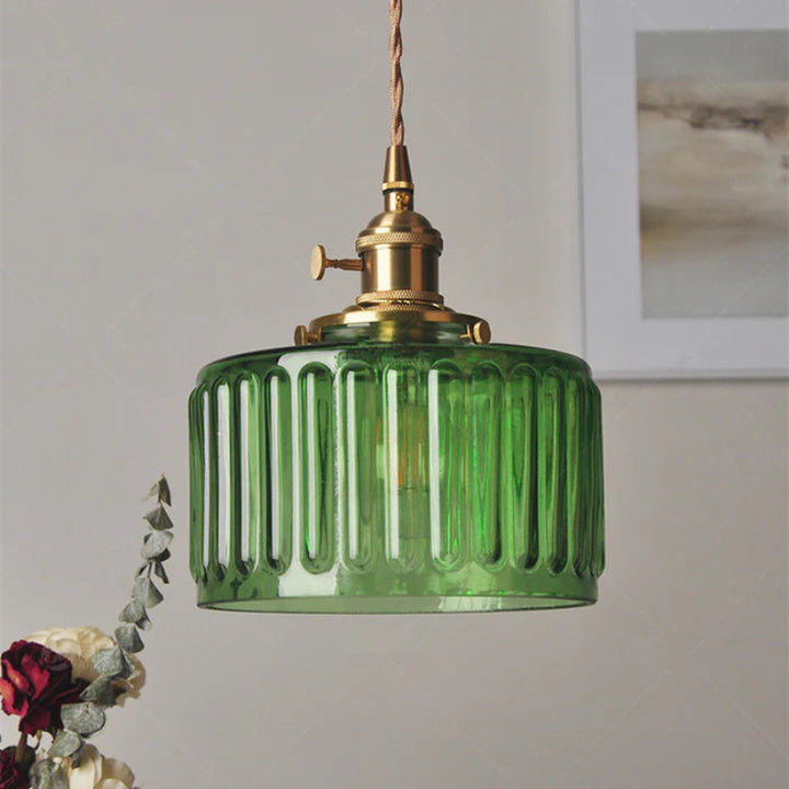 Vintage crystal glass pendant light with adjustable height