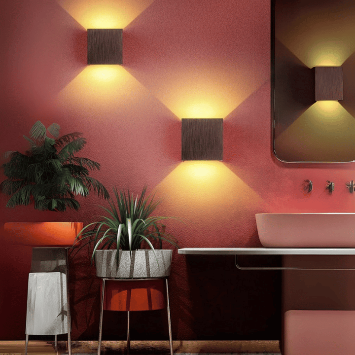 Minimalist aluminium wall light with warm or cool illumination