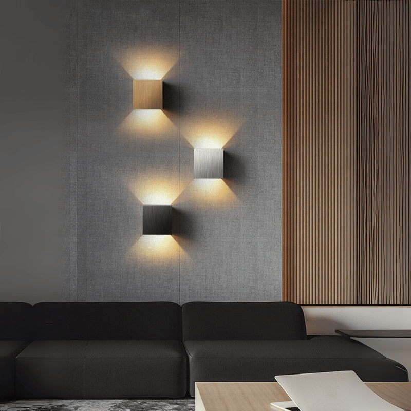 Minimalist aluminium wall light with warm or cool illumination