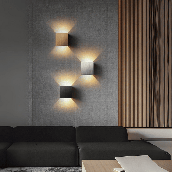 Minimalist aluminium wall light with warm or cool illumination