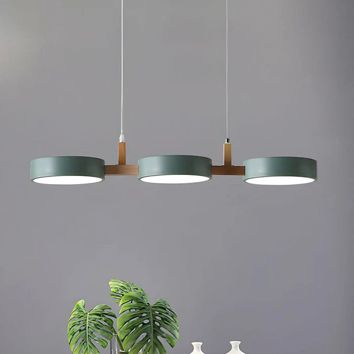 Flat Nordic-style LED ceiling light with wood and metal accents