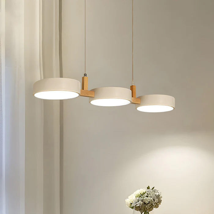 Flat Nordic-style LED ceiling light with wood and metal accents