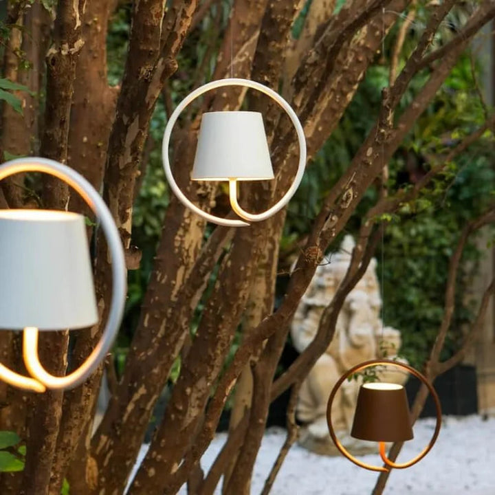 Rechargeable LED pendant light with touch dimming and warm glow