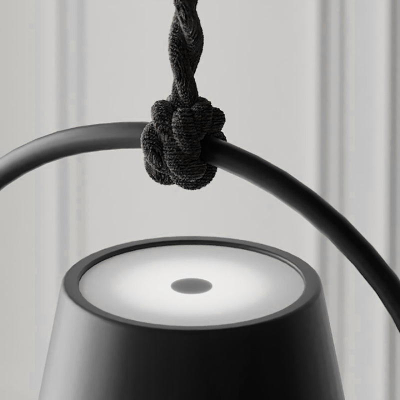 Rechargeable LED pendant light with touch dimming and warm glow