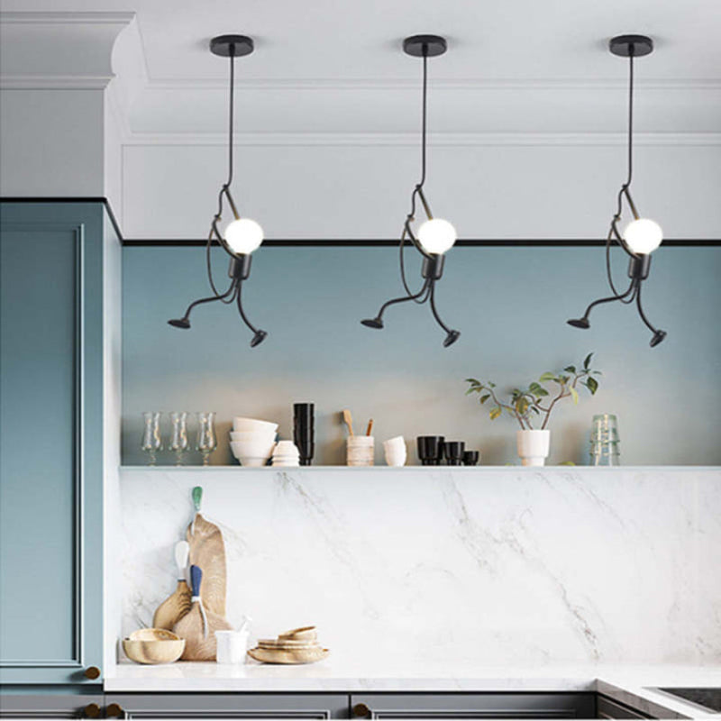 Retro doll-shaped pendant light with adjustable height