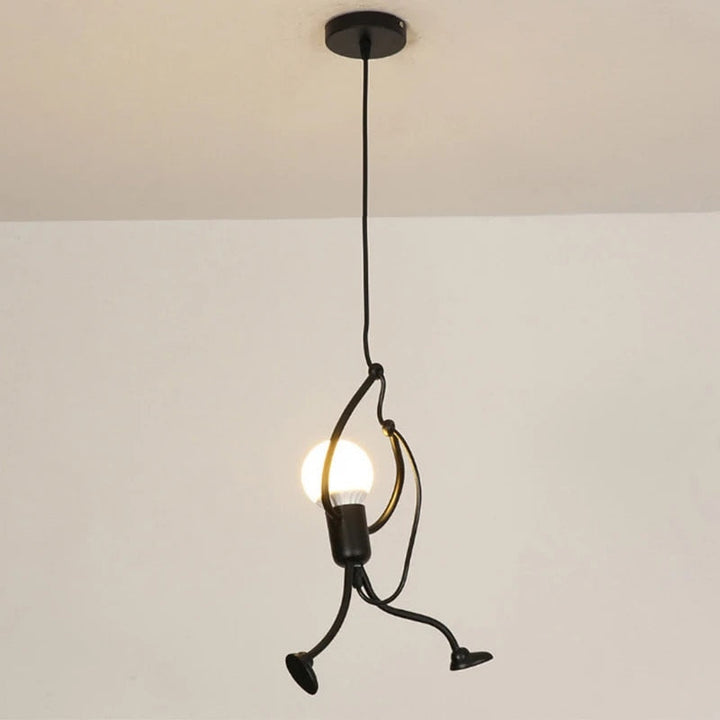 Retro doll-shaped pendant light with adjustable height