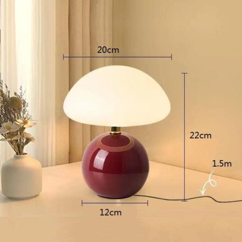 Cream mushroom-style table lamp with adjustable LED light