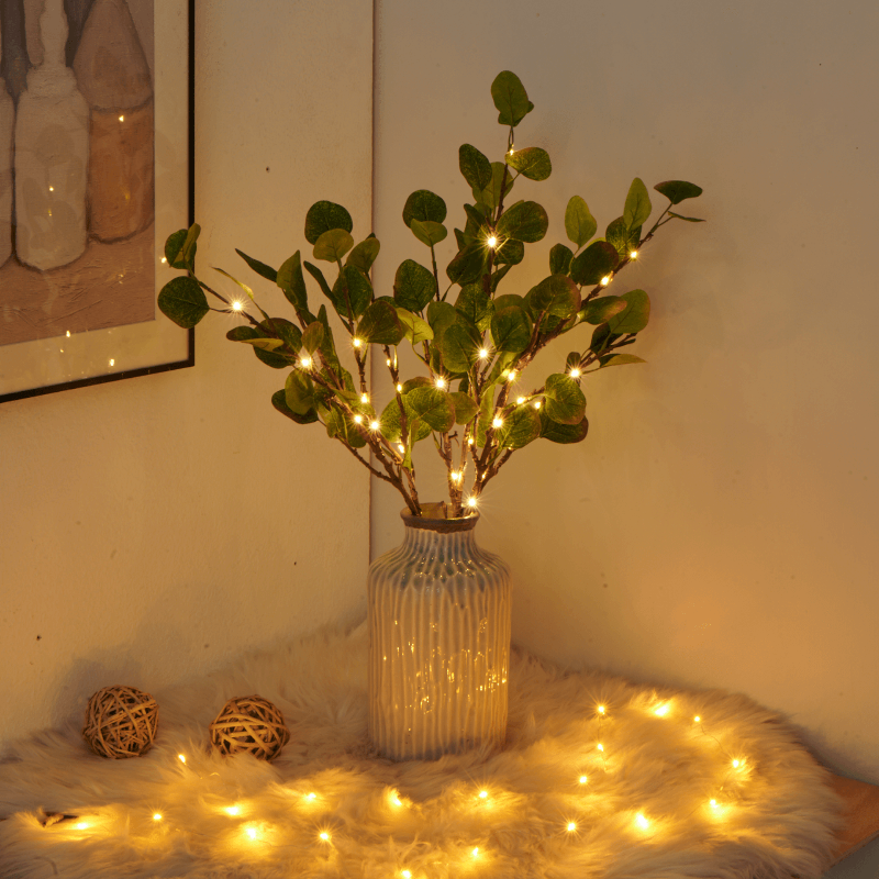 Warm white LED olive branch fairy light for decorative vases