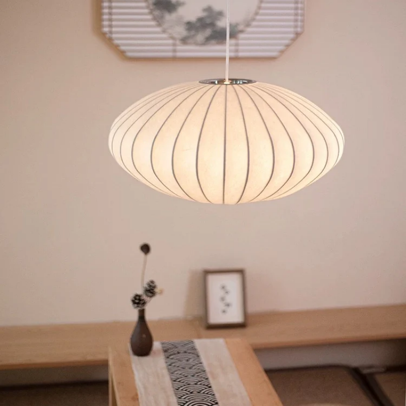 Silk Wabi-Sabi chandelier – Japandi-style pendant lamp for calm interiors