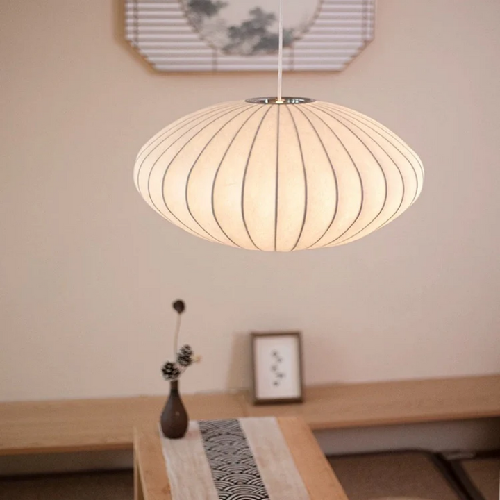 Silk Wabi-Sabi chandelier – Japandi-style pendant lamp for calm interiors
