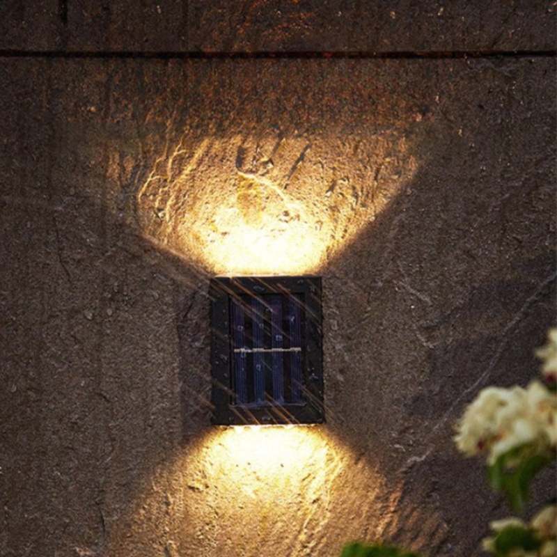 Solar-powered LED wall lights for garden and driveway