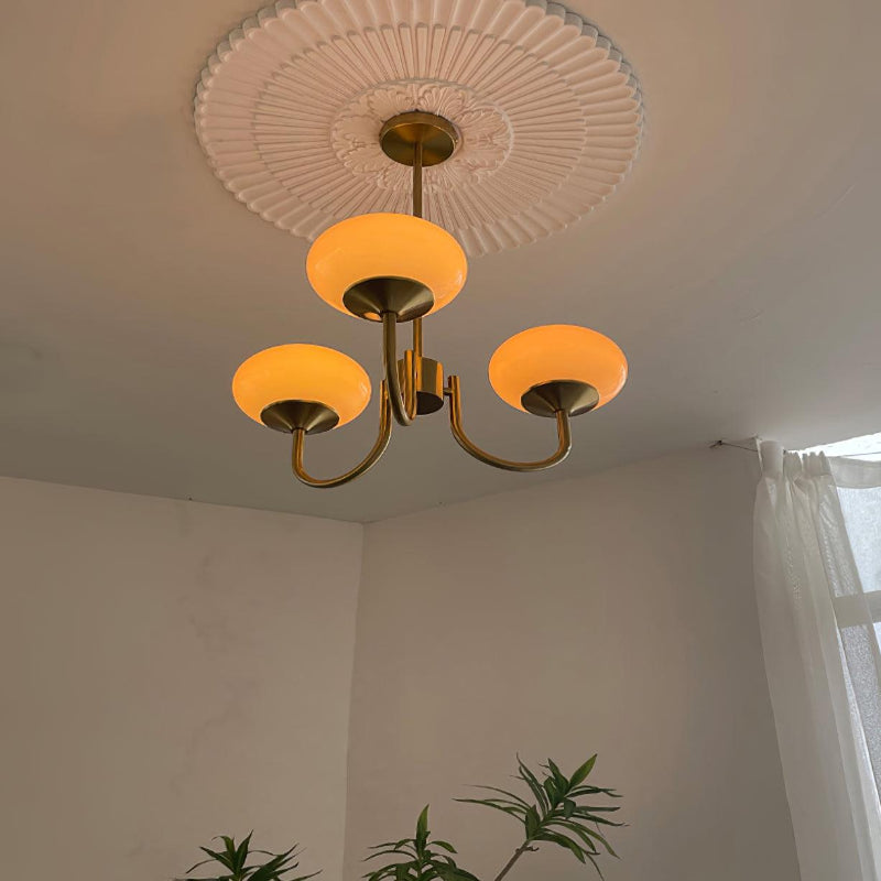 Modern glass ceiling light with gold finish