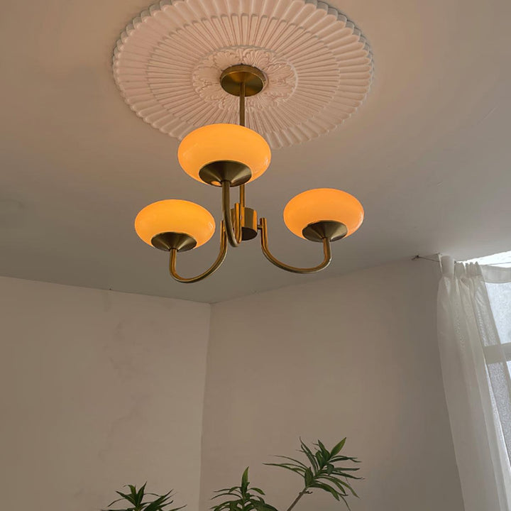 Modern glass ceiling light with gold finish
