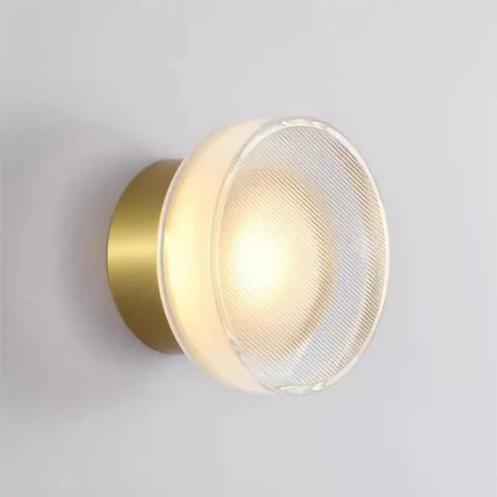 Modern circular LED wall light in black metal