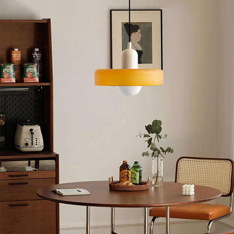 Stained glass Bauhaus-style pendant light with adjustable cable