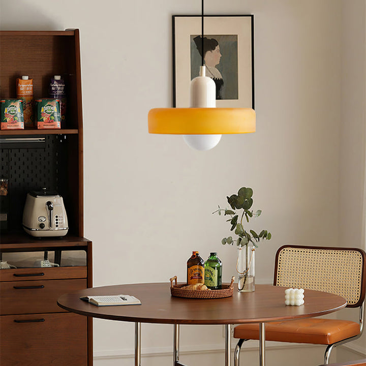 Stained glass Bauhaus-style pendant light with adjustable cable