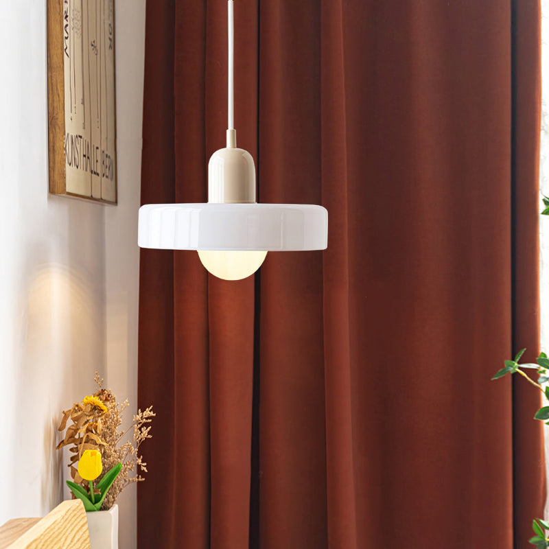 Stained glass Bauhaus-style pendant light with adjustable cable
