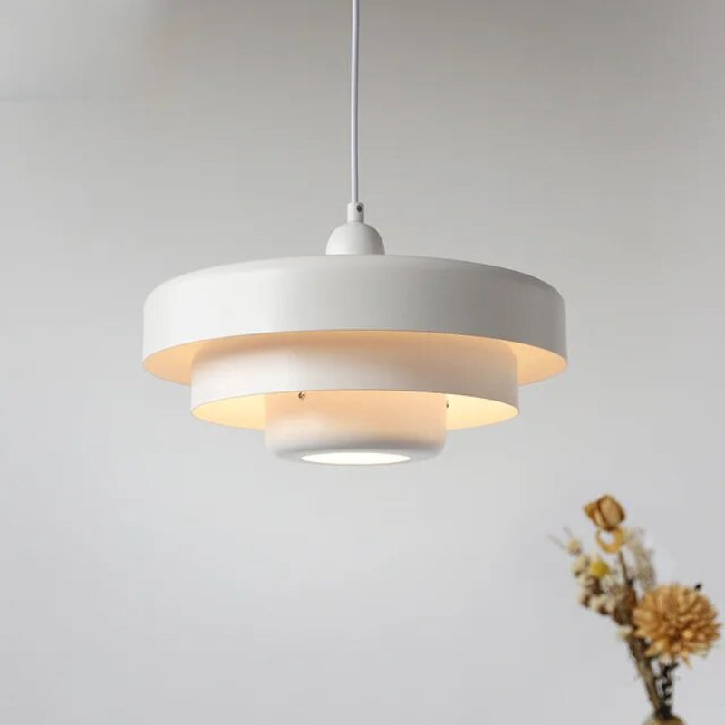 Italian-style iron pendant light with vintage Bauhaus flair