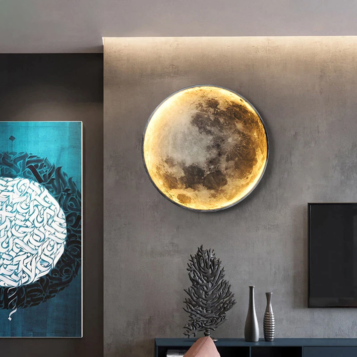 LED moon wall light with adjustable colour and remote control