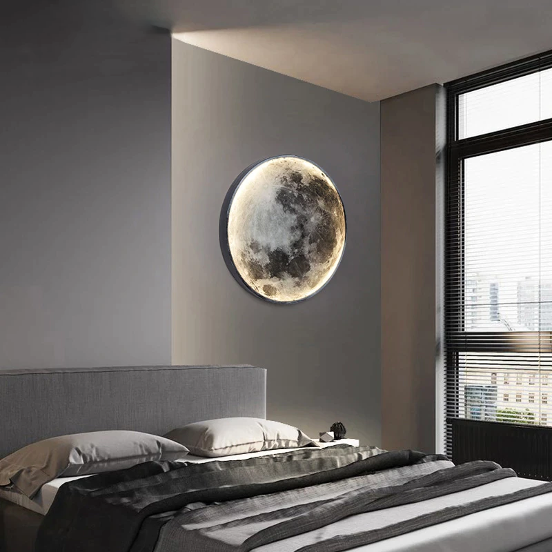 LED moon wall light with adjustable colour and remote control