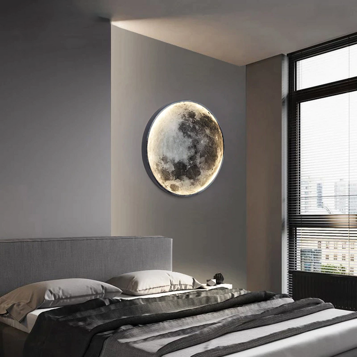 LED moon wall light with adjustable colour and remote control