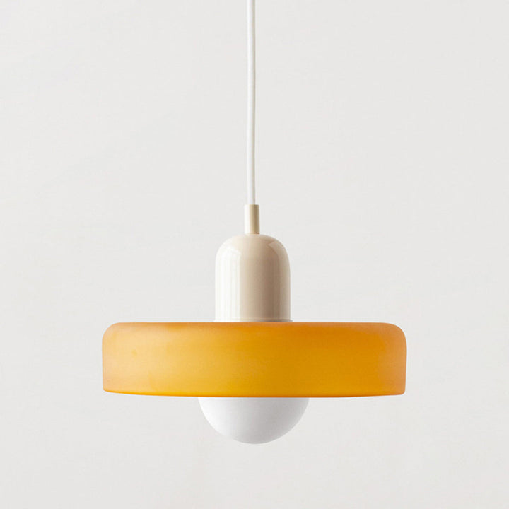 Stained glass Bauhaus-style pendant light with adjustable cable