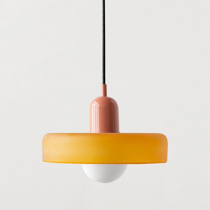 Stained glass Bauhaus-style pendant light with adjustable cable