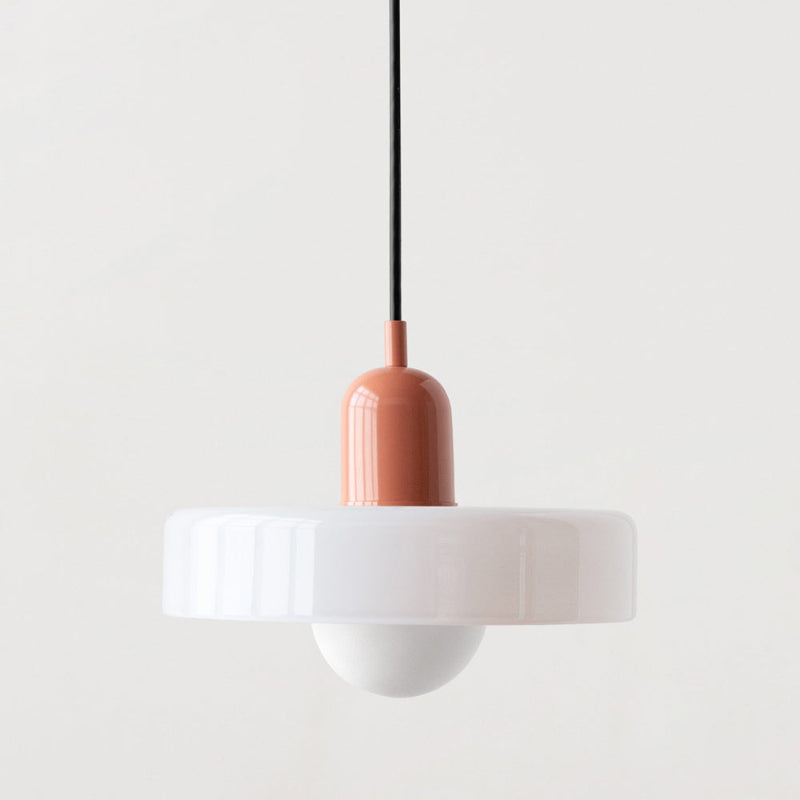 Stained glass Bauhaus-style pendant light with adjustable cable
